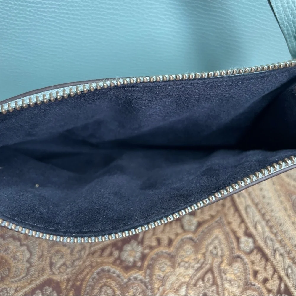 Kate Spade Light Blue Molly Cabana Tote Bag & Pouch Metal Spade Logo